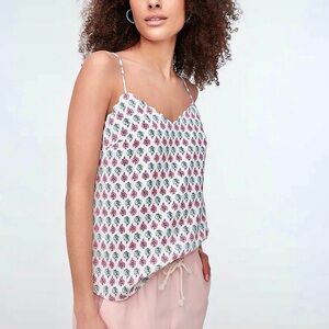 J. Crew Scalloped Cami Top Floral Polyester Adjustable Spaghetti Straps Lined